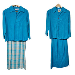 VTG Womens Linen Blend Skirt Suit Set 3 pieces Size Med 8 Mature Career Church